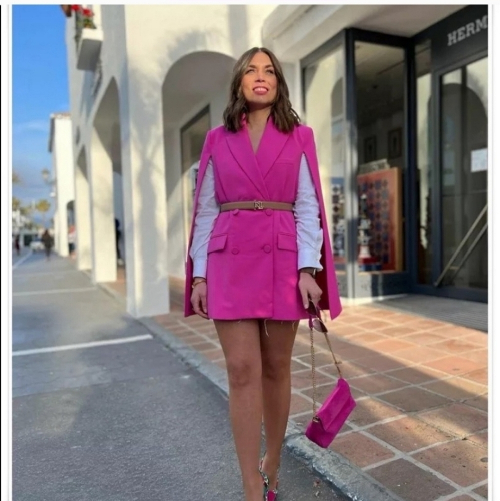 Zara Cape Blazer Size XS and S Pink - Picture 8 of 16